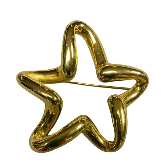Vintage 60s Gold Tone Brooches - Star, Squiggle, Sunburst, Bow Knot - Art Deco, - Picture 2 of 9